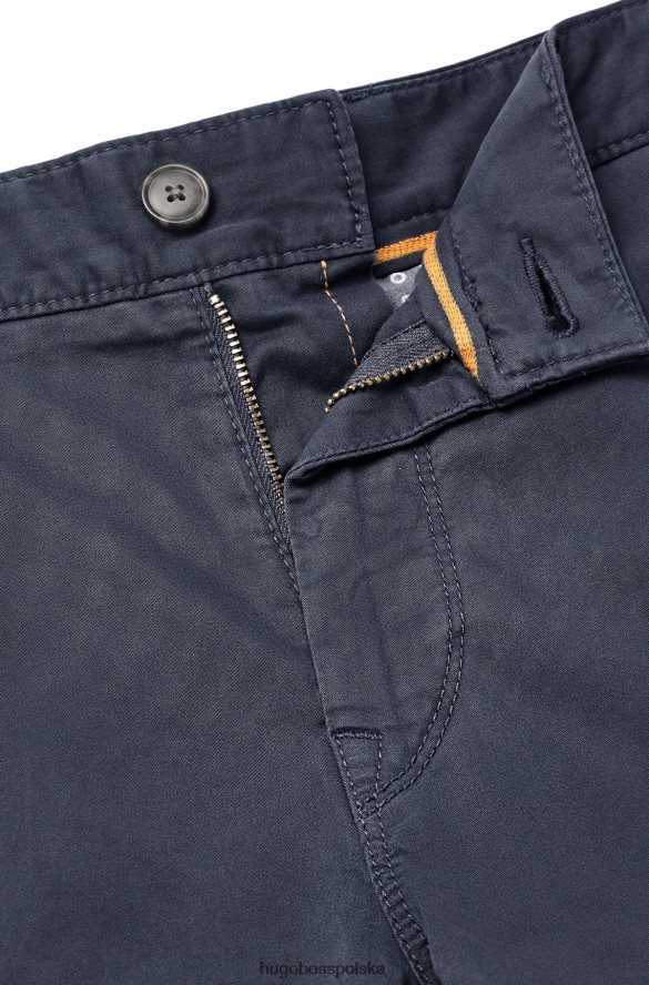 Hugo Boss Zwężane chinosy z barwionej, rozciągliwej satyny bawełnianej w ciemnoniebieskim kolorze hugo ciemny niebieski R0X0H61259