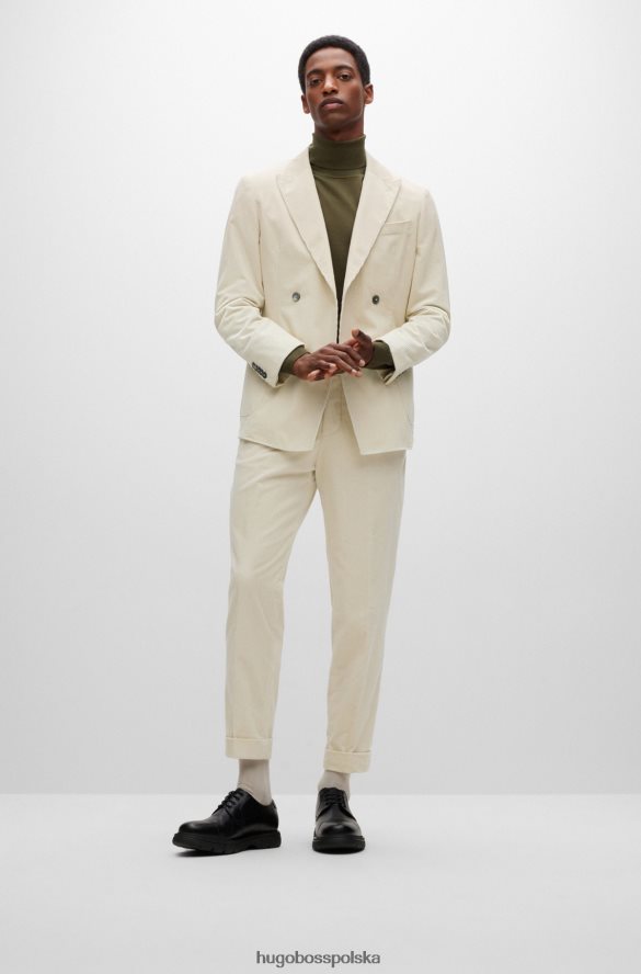 Hugo Boss Zwężane spodnie hugo z białego sztruksu z elastycznej bawełny biały R0X0H62801