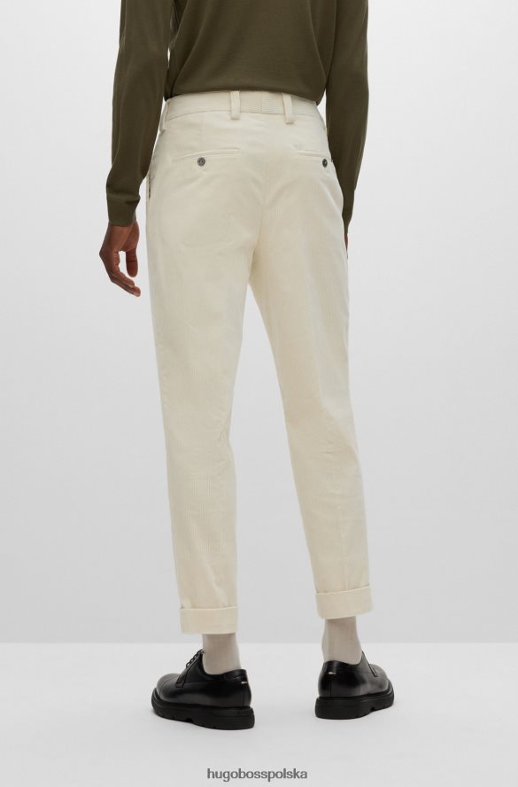 Hugo Boss Zwężane spodnie hugo z białego sztruksu z elastycznej bawełny biały R0X0H62801