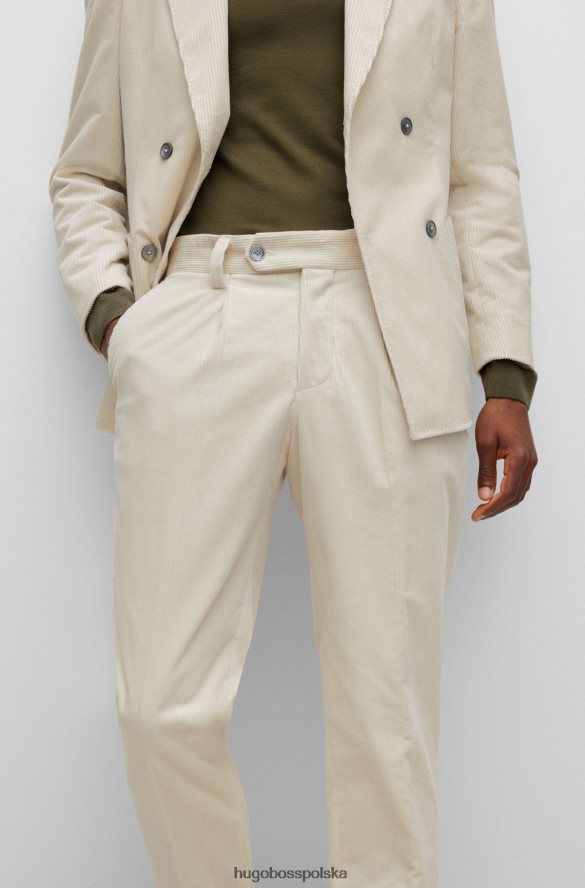 Hugo Boss Zwężane spodnie hugo z białego sztruksu z elastycznej bawełny biały R0X0H62801