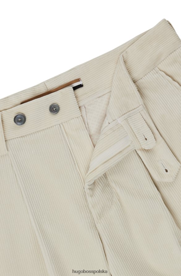 Hugo Boss Zwężane spodnie hugo z białego sztruksu z elastycznej bawełny biały R0X0H62801