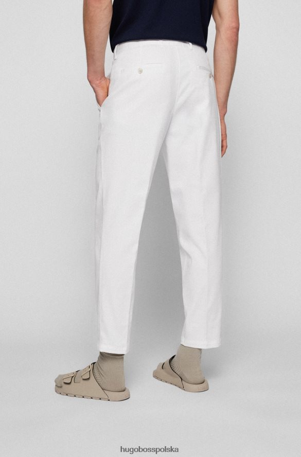 Hugo Boss Zwężane spodnie hugo z elastycznej bawełny w mikrowzorzyste białe biały R0X0H63618