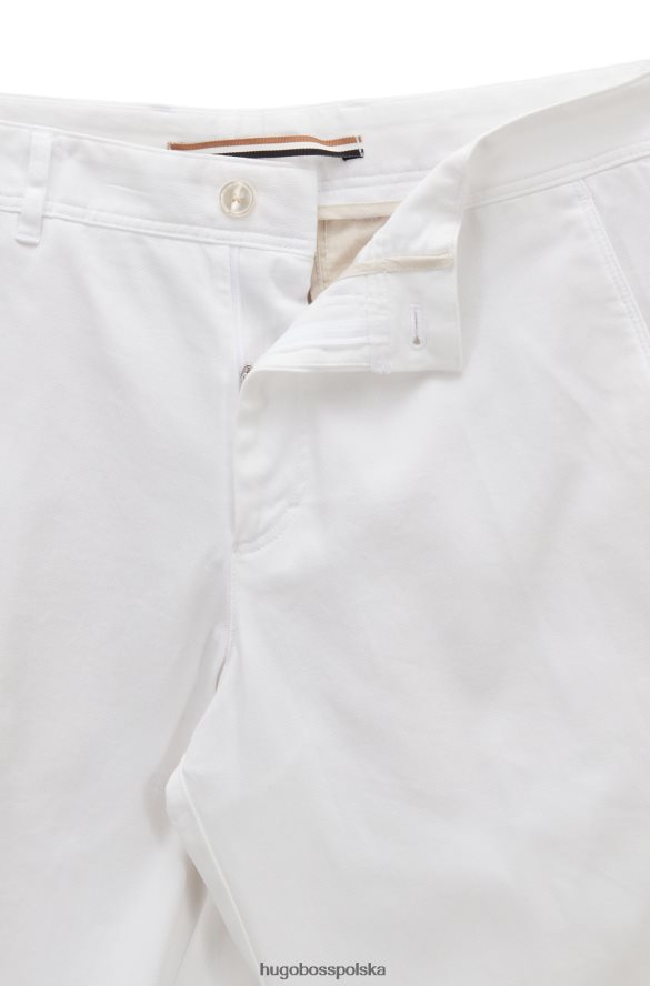 Hugo Boss Zwężane spodnie hugo z elastycznej bawełny w mikrowzorzyste białe biały R0X0H63618