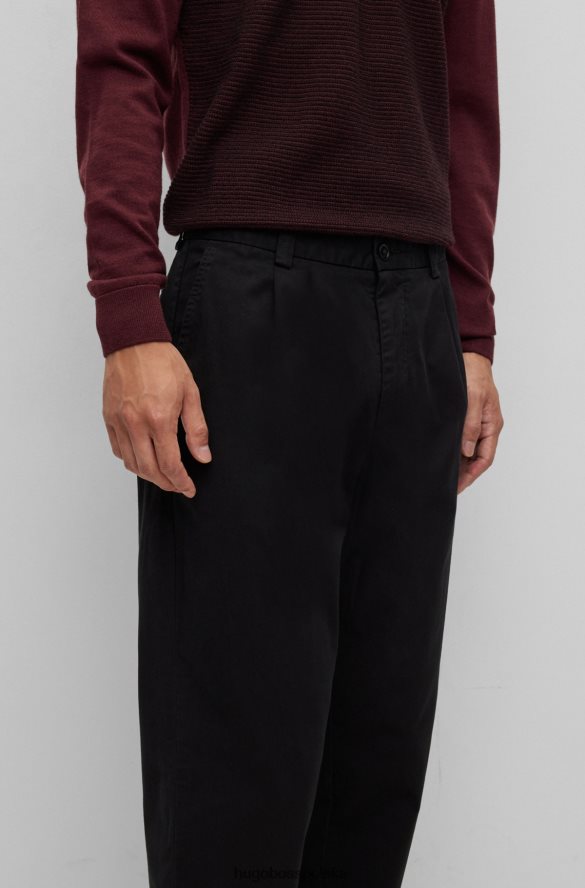 Hugo Boss Zwężane spodnie z elastycznej bawełny gabardynowej Hugo w kolorze czarnym czarny R0X0H61859