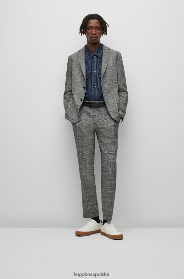 Hugo Boss Zwężane spodnie z elastycznej tkaniny w kratkę, czarne hugo czarny R0X0H63520