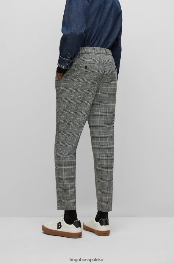Hugo Boss Zwężane spodnie z elastycznej tkaniny w kratkę, czarne hugo czarny R0X0H63520