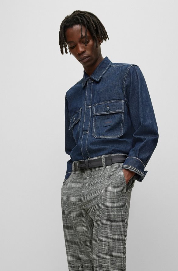 Hugo Boss Zwężane spodnie z elastycznej tkaniny w kratkę, czarne hugo czarny R0X0H63520