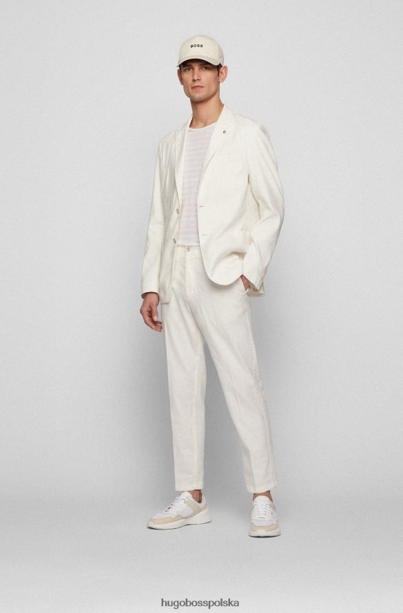 Hugo Boss Zwężane spodnie z mieszanki lnu hugo w kolorze białym biały R0X0H63226
