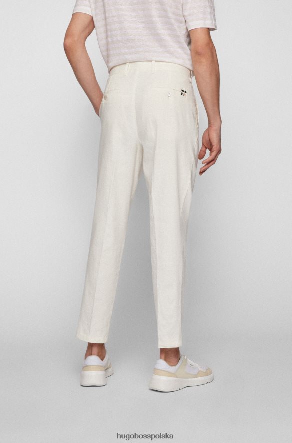 Hugo Boss Zwężane spodnie z mieszanki lnu hugo w kolorze białym biały R0X0H63226