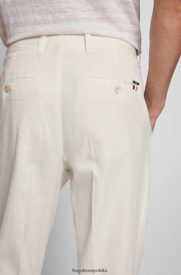 Hugo Boss Zwężane spodnie z mieszanki lnu hugo w kolorze białym biały R0X0H63226