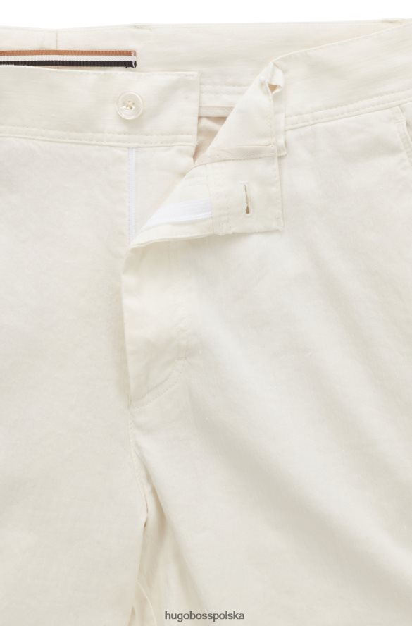 Hugo Boss Zwężane spodnie z mieszanki lnu hugo w kolorze białym biały R0X0H63226