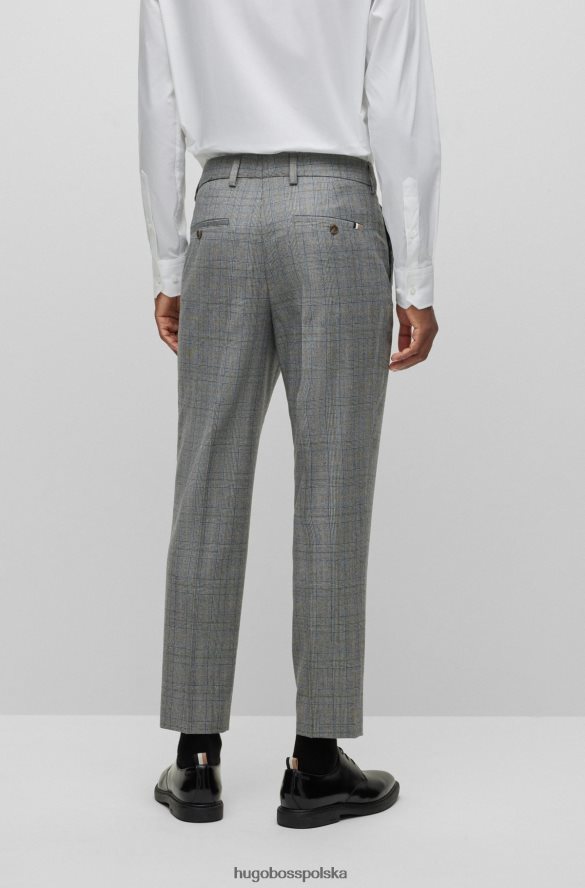 Hugo Boss Zwężane spodnie z szarej wełny hugo w kratkę szary R0X0H64051