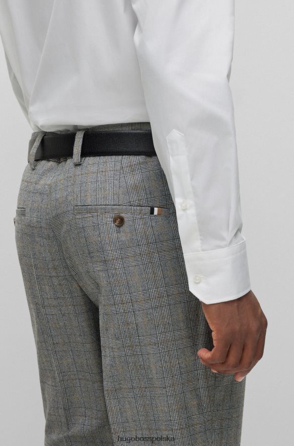 Hugo Boss Zwężane spodnie z szarej wełny hugo w kratkę szary R0X0H64051