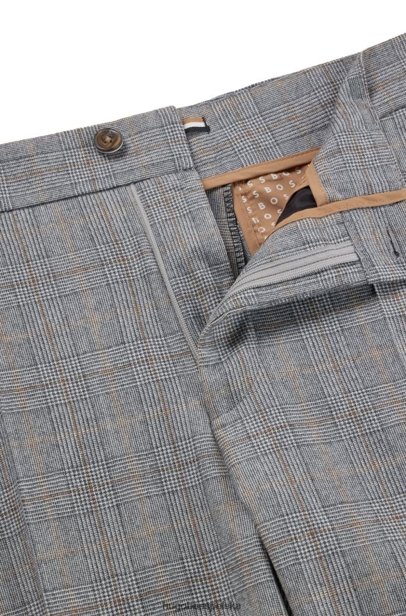 Hugo Boss Zwężane spodnie z szarej wełny hugo w kratkę szary R0X0H64051