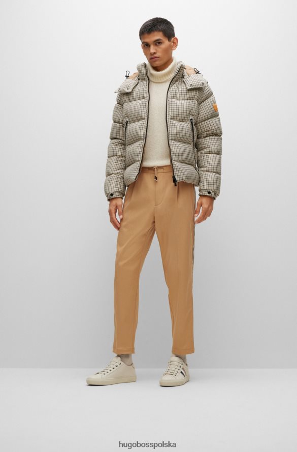 Hugo Boss Zwężane spodnie z włoskiej gabardyny z bocznymi paskami hugo w kolorze beżowym beżowy R0X0H64185