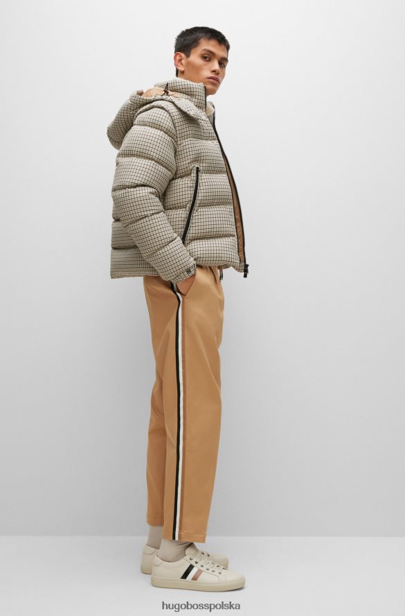 Hugo Boss Zwężane spodnie z włoskiej gabardyny z bocznymi paskami hugo w kolorze beżowym beżowy R0X0H64185