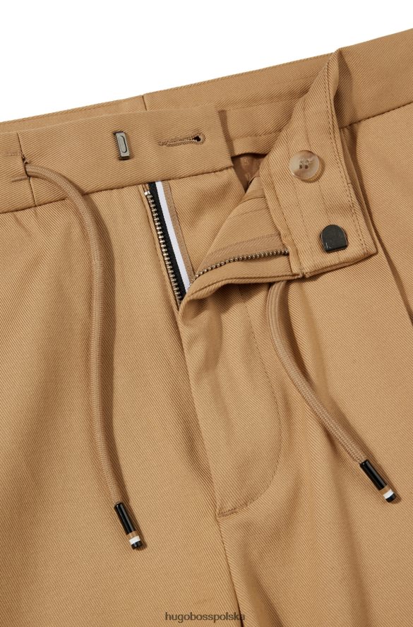 Hugo Boss Zwężane spodnie z włoskiej gabardyny z bocznymi paskami hugo w kolorze beżowym beżowy R0X0H64185