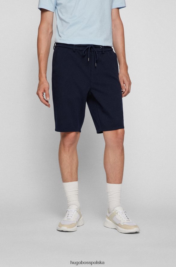Hugo Boss Zwężane szorty ze strukturalnego dżerseju ze sznurkiem hugo w kolorze ciemnoniebieskim ciemny niebieski R0X0H64486