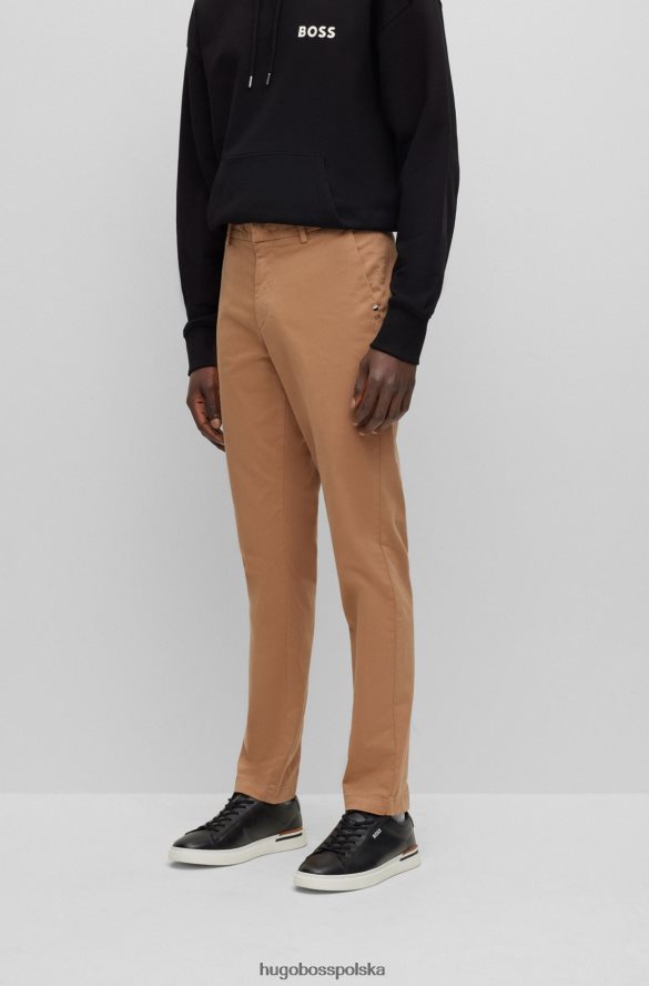 Hugo Boss beżowe chinosy slim-fit z elastycznej bawełny gabardynowej hugo beżowy R0X0H62932