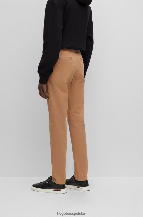 Hugo Boss beżowe chinosy slim-fit z elastycznej bawełny gabardynowej hugo beżowy R0X0H62932