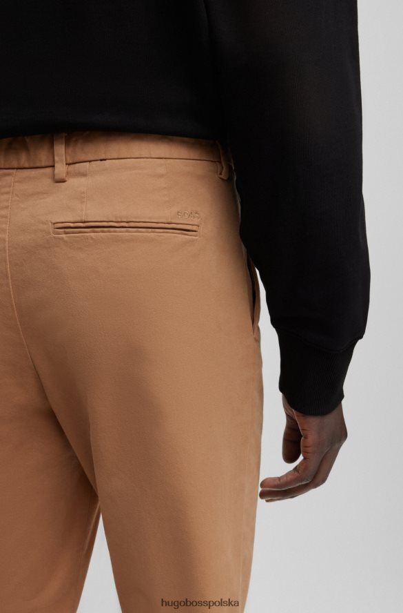 Hugo Boss beżowe chinosy slim-fit z elastycznej bawełny gabardynowej hugo beżowy R0X0H62932