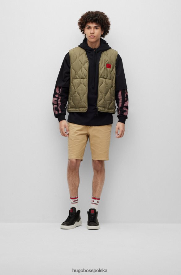 Hugo Boss beżowe, dopasowane szorty chino z elastycznej bawełny gabardynowej hugo beżowy R0X0H63608