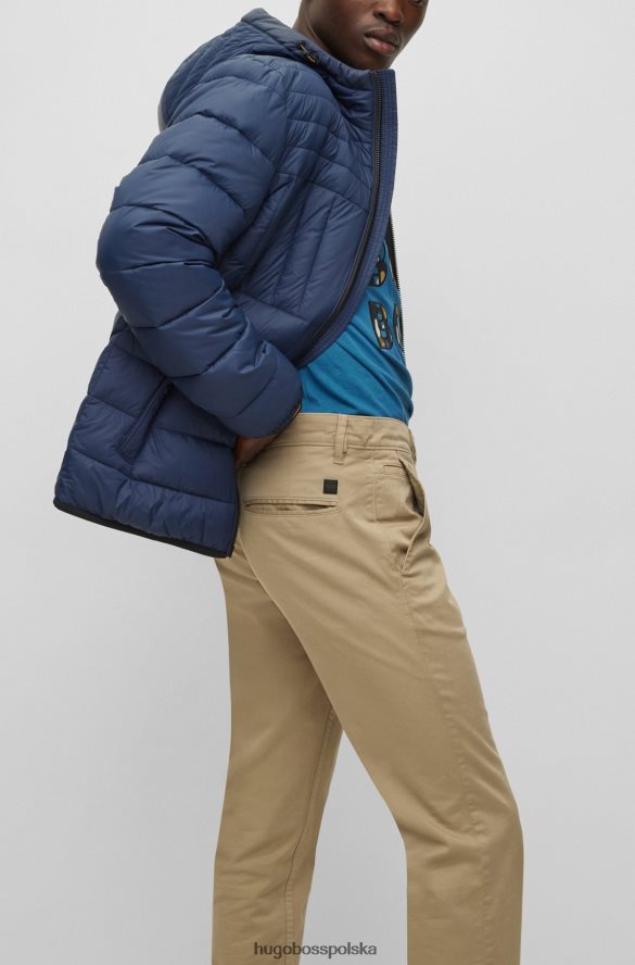 Hugo Boss beżowe spodnie hugo slim fit z elastycznej satyny bawełnianej beżowy R0X0H6960