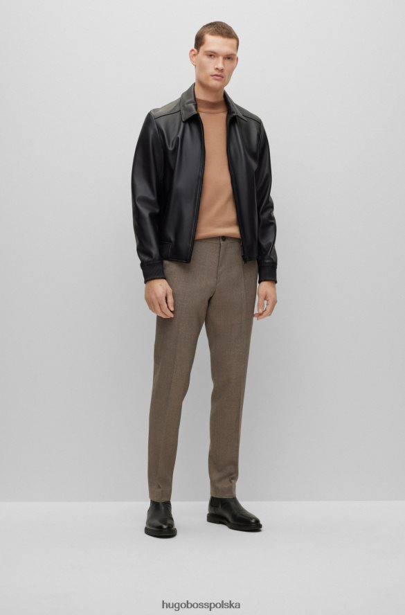 Hugo Boss beżowe spodnie hugo z domieszką wełny z mikrowzorem beżowy R0X0H64058