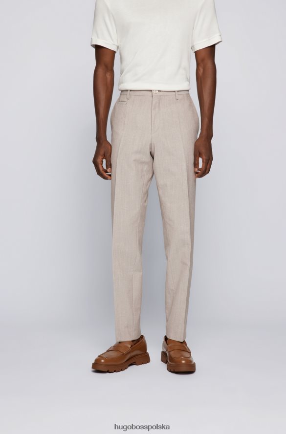 Hugo Boss beżowe spodnie slim-fit z mieszanki bawełny pochodzącej z recyklingu hugo beżowy R0X0H64213