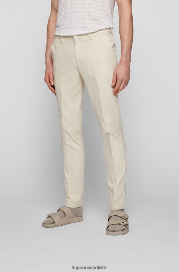 Hugo Boss białe chinosy Hugo o dopasowanym kroju ze strukturalnej elastycznej bawełny biały R0X0H62947