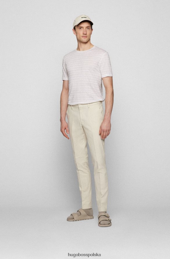 Hugo Boss białe chinosy Hugo o dopasowanym kroju ze strukturalnej elastycznej bawełny biały R0X0H62947