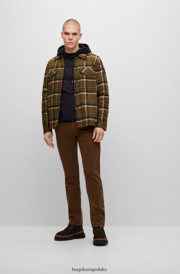 Hugo Boss brązowe spodnie slim-fit z elastycznej satyny bawełnianej hugo brązowy R0X0H6952