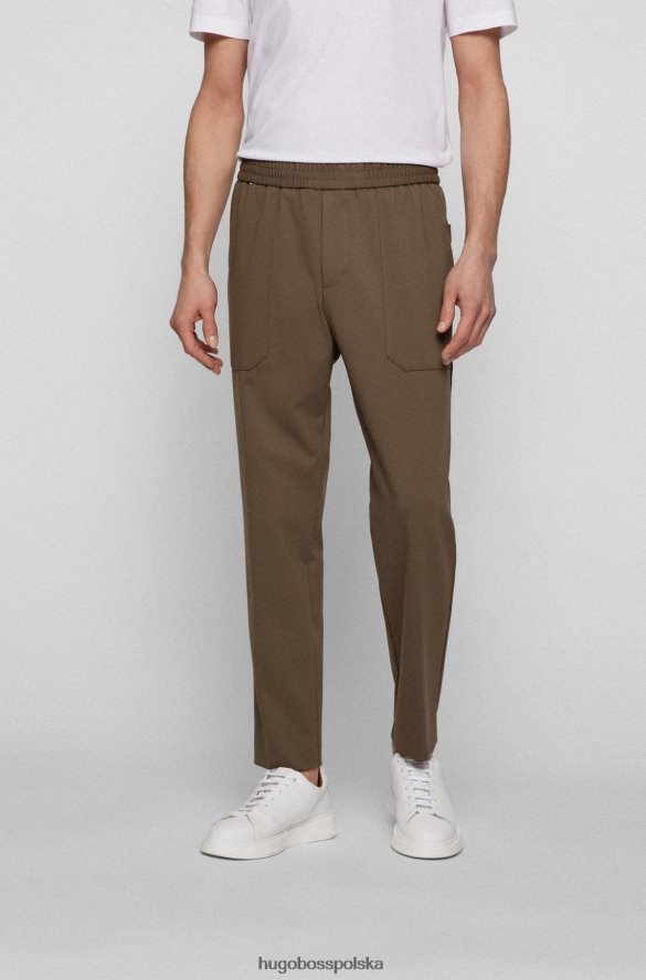 Hugo Boss brązowe, zwężane spodnie z elastycznego dżerseju hugo brązowy R0X0H62075