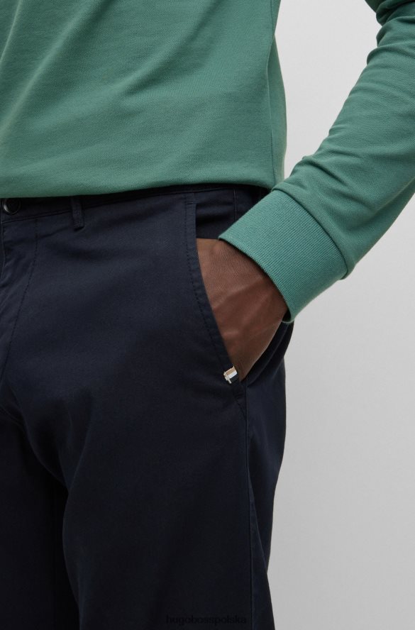 Hugo Boss ciemnoniebieskie chinosy hugo o regularnym kroju z gabardyny z elastycznej bawełny ciemny niebieski R0X0H61820