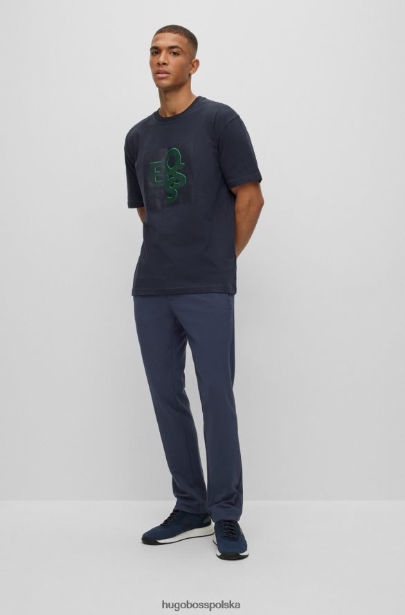 Hugo Boss ciemnoniebieskie chinosy slim-fit z częściowo elastyczną talią hugo ciemny niebieski R0X0H63306