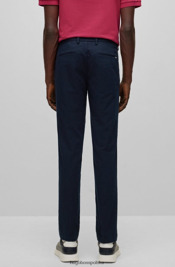 Hugo Boss ciemnoniebieskie, dopasowane chinosy ze strukturalnej, elastycznej bawełny hugo ciemny niebieski R0X0H62945