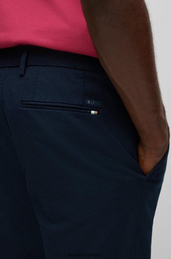 Hugo Boss ciemnoniebieskie, dopasowane chinosy ze strukturalnej, elastycznej bawełny hugo ciemny niebieski R0X0H62945