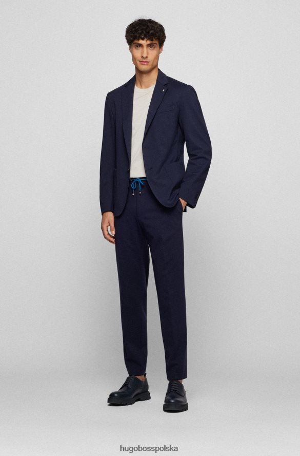 Hugo Boss ciemnoniebieskie spodnie Hugo o dopasowanym kroju z dżerseju interlock ze sznurkiem w pasie ciemny niebieski R0X0H62269