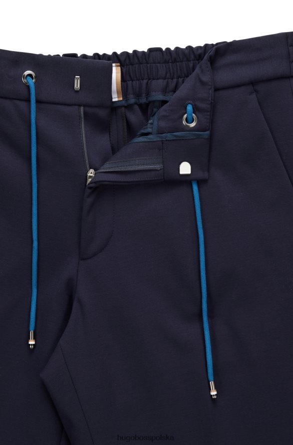 Hugo Boss ciemnoniebieskie spodnie Hugo o dopasowanym kroju z dżerseju interlock ze sznurkiem w pasie ciemny niebieski R0X0H62269
