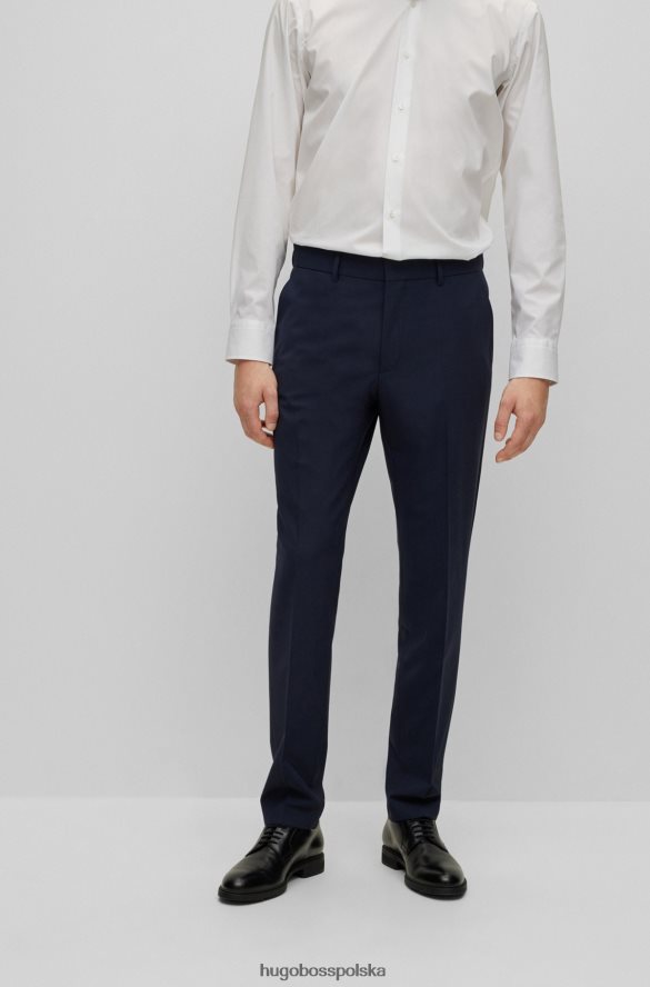 Hugo Boss ciemnoniebieskie spodnie hugo o regularnym kroju z elastycznej dziewiczej wełny ciemny niebieski R0X0H61967
