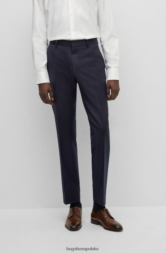 Hugo Boss ciemnoniebieskie spodnie hugo slim fit z sergi z dziewiczej wełny ciemny niebieski R0X0H61991