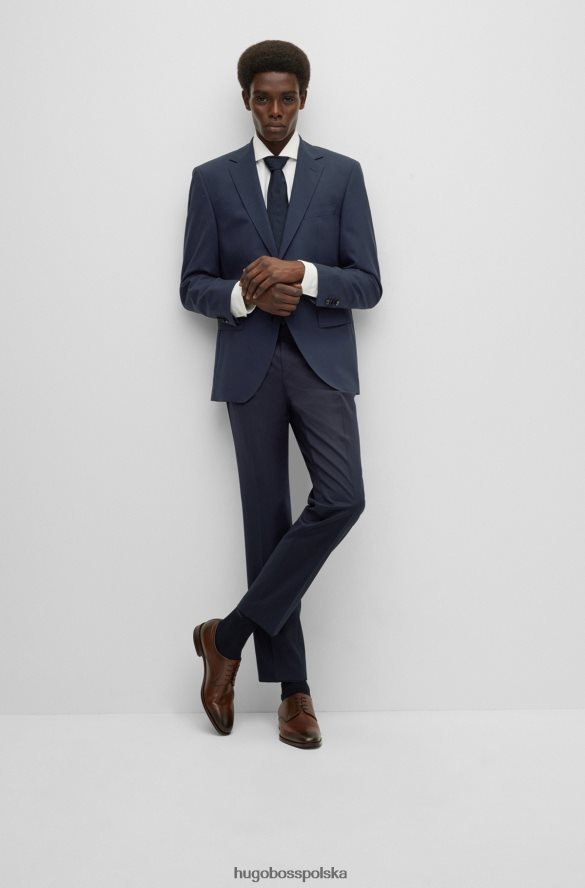Hugo Boss ciemnoniebieskie spodnie hugo slim fit z sergi z dziewiczej wełny ciemny niebieski R0X0H61991