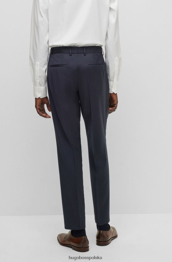 Hugo Boss ciemnoniebieskie spodnie hugo slim fit z sergi z dziewiczej wełny ciemny niebieski R0X0H61991