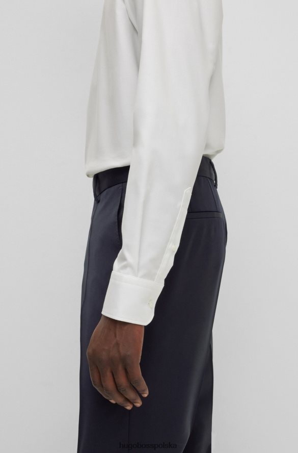 Hugo Boss ciemnoniebieskie spodnie hugo slim fit z sergi z dziewiczej wełny ciemny niebieski R0X0H61991