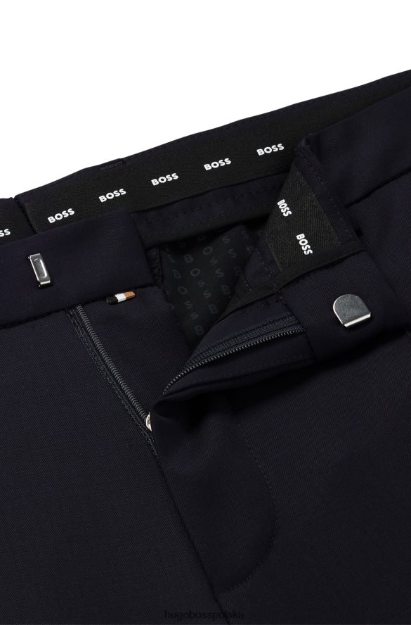Hugo Boss ciemnoniebieskie spodnie hugo slim fit z sergi z dziewiczej wełny ciemny niebieski R0X0H61991