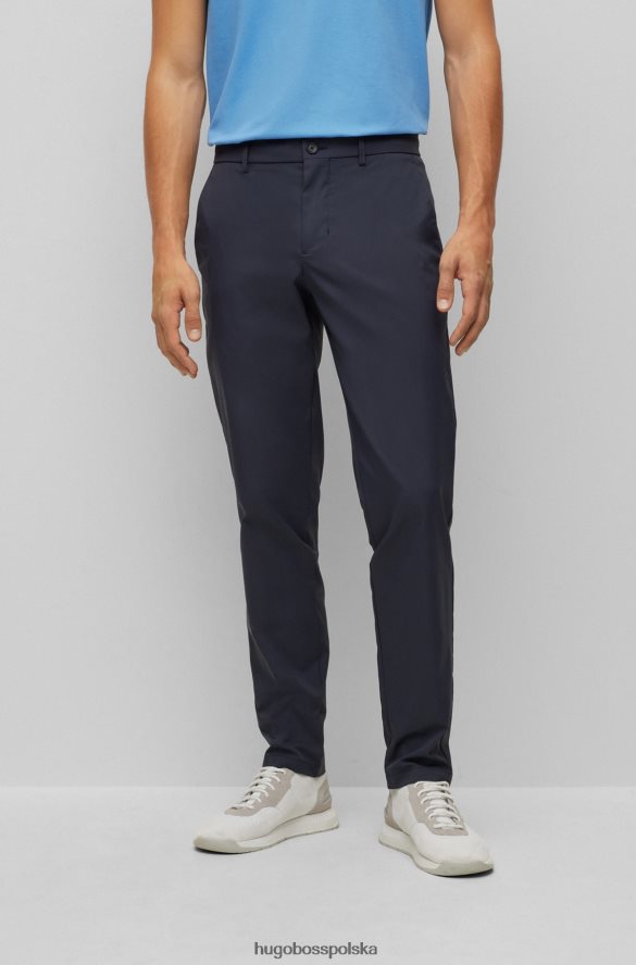 Hugo Boss ciemnoniebieskie spodnie hugo slim-fit z wodoodpornego diagonalu ciemny niebieski R0X0H63492