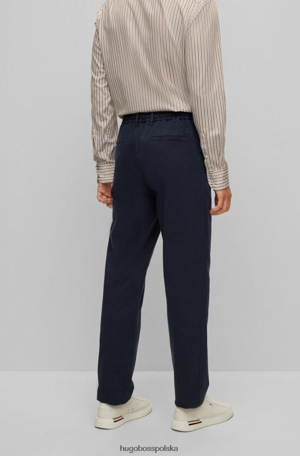 Hugo Boss ciemnoniebieskie spodnie o dopasowanym kroju ze strukturalnej mieszanki bawełny hugo ciemny niebieski R0X0H63503