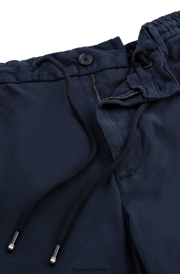 Hugo Boss ciemnoniebieskie spodnie o dopasowanym kroju ze strukturalnej mieszanki bawełny hugo ciemny niebieski R0X0H63503