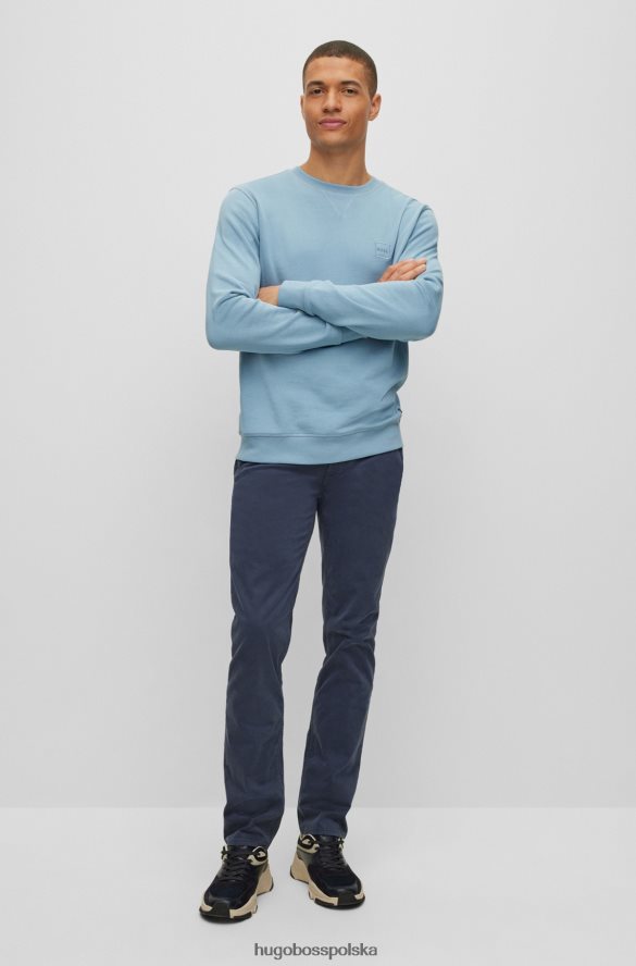 Hugo Boss ciemnoniebieskie spodnie slim fit hugo z elastycznej satyny bawełnianej ciemny niebieski R0X0H6955