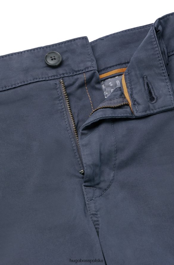 Hugo Boss ciemnoniebieskie spodnie slim fit hugo z elastycznej satyny bawełnianej ciemny niebieski R0X0H6955